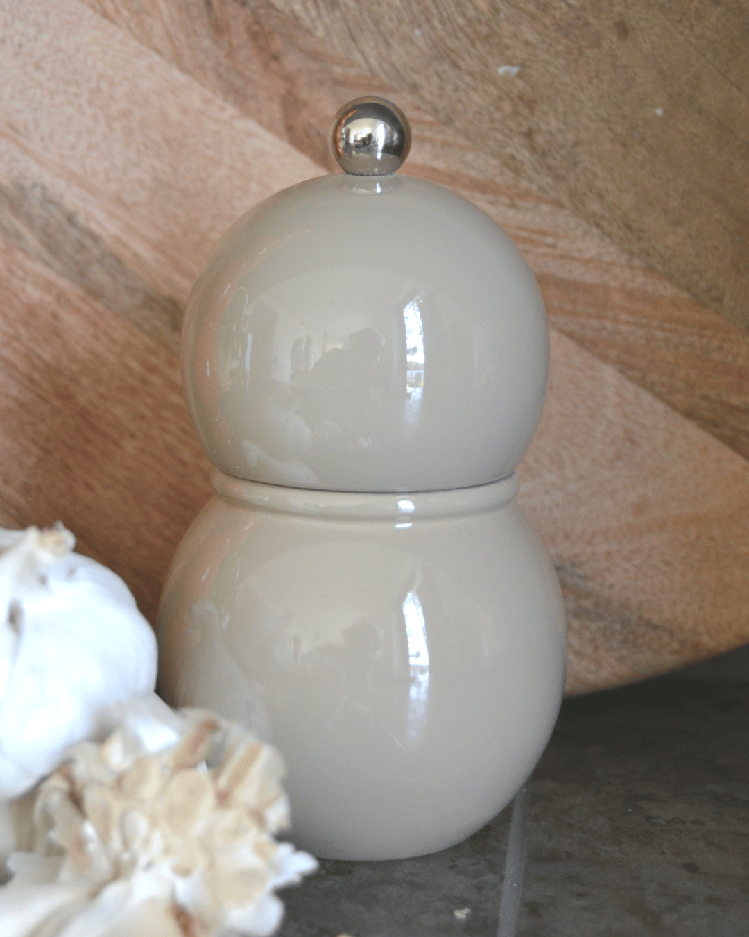 Small Bobbin Salt & Pepper Mill Beige