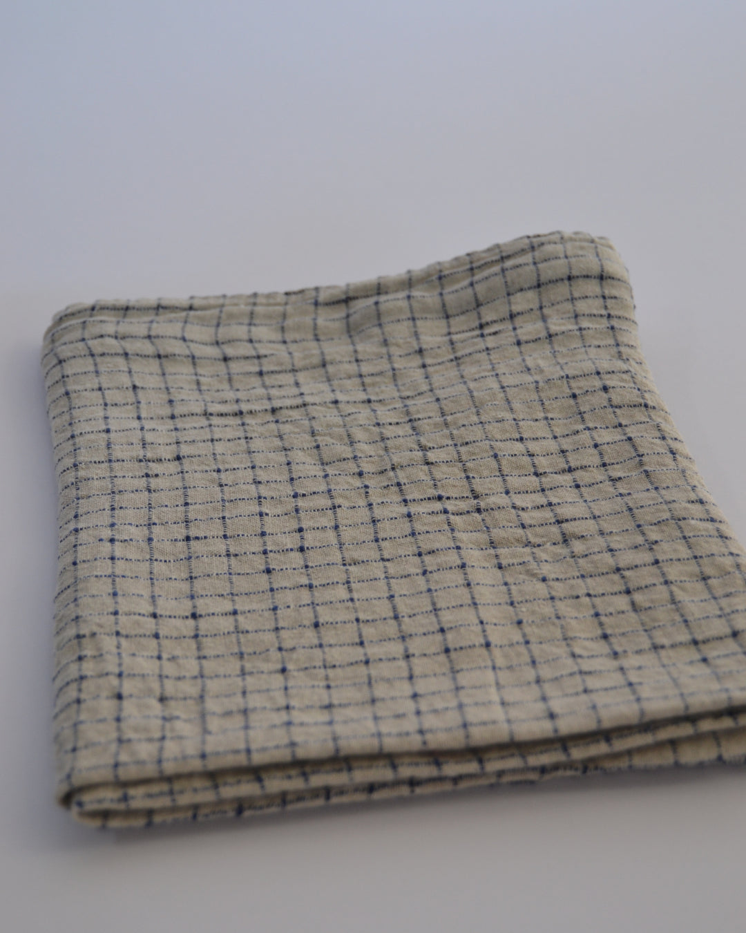 Tea Towel Flax Blue Checks