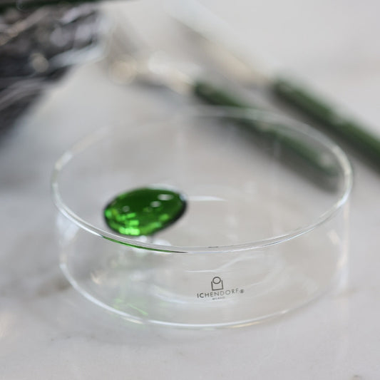 Clear Little Bowl with Green Olive