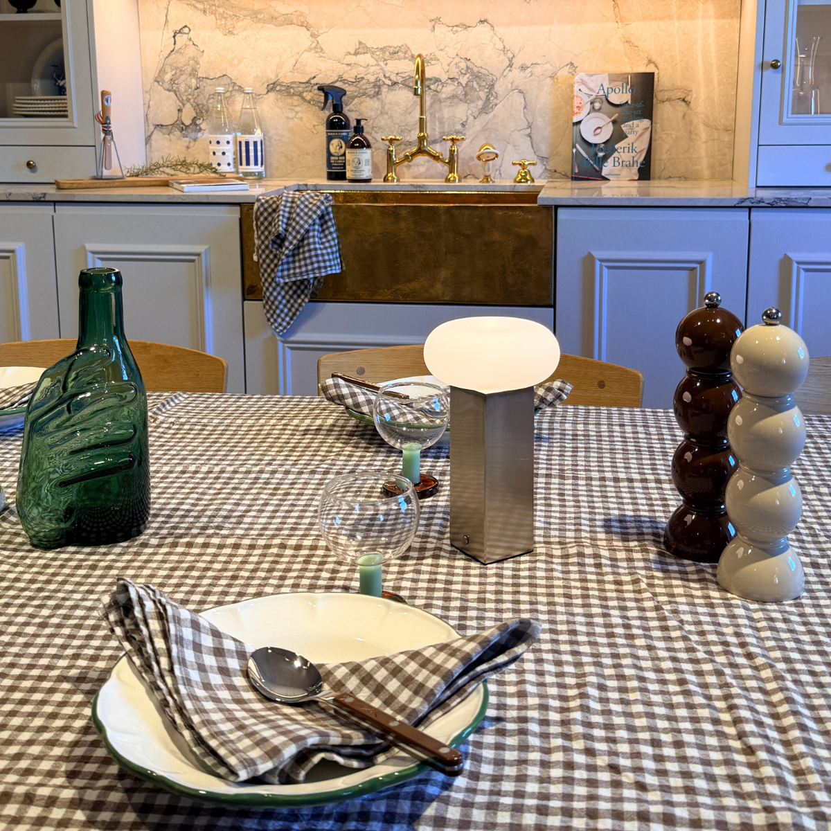 French Linen Napkin Brown Gingham