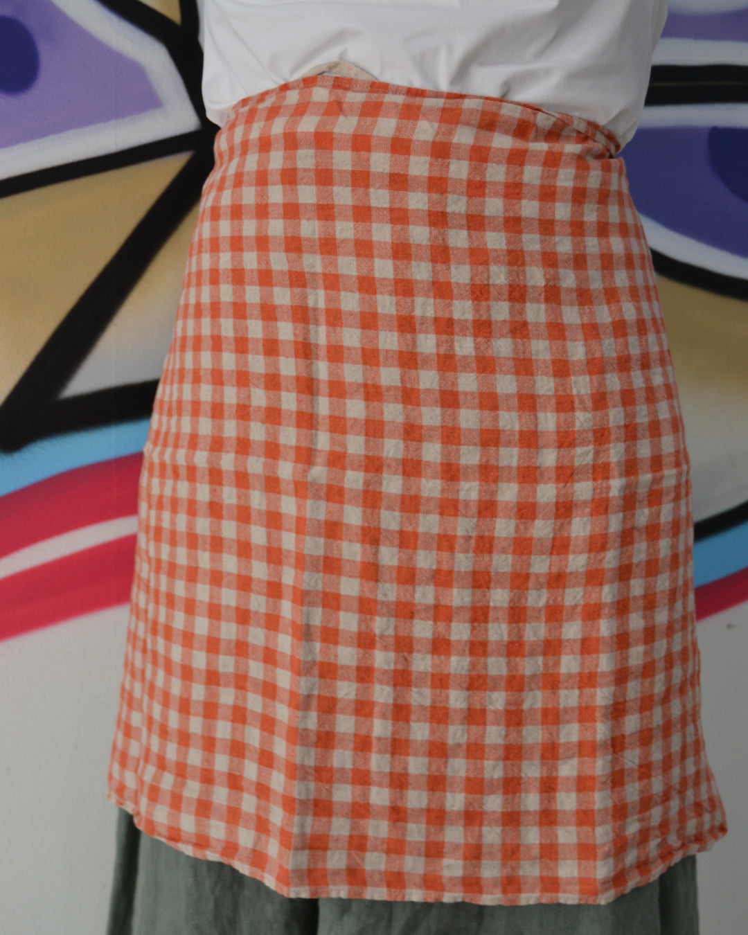 Tea Towel Orange Flax Gingham