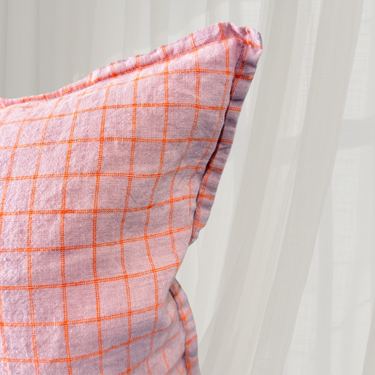 French Cushion Cover Parma Orange Checks
