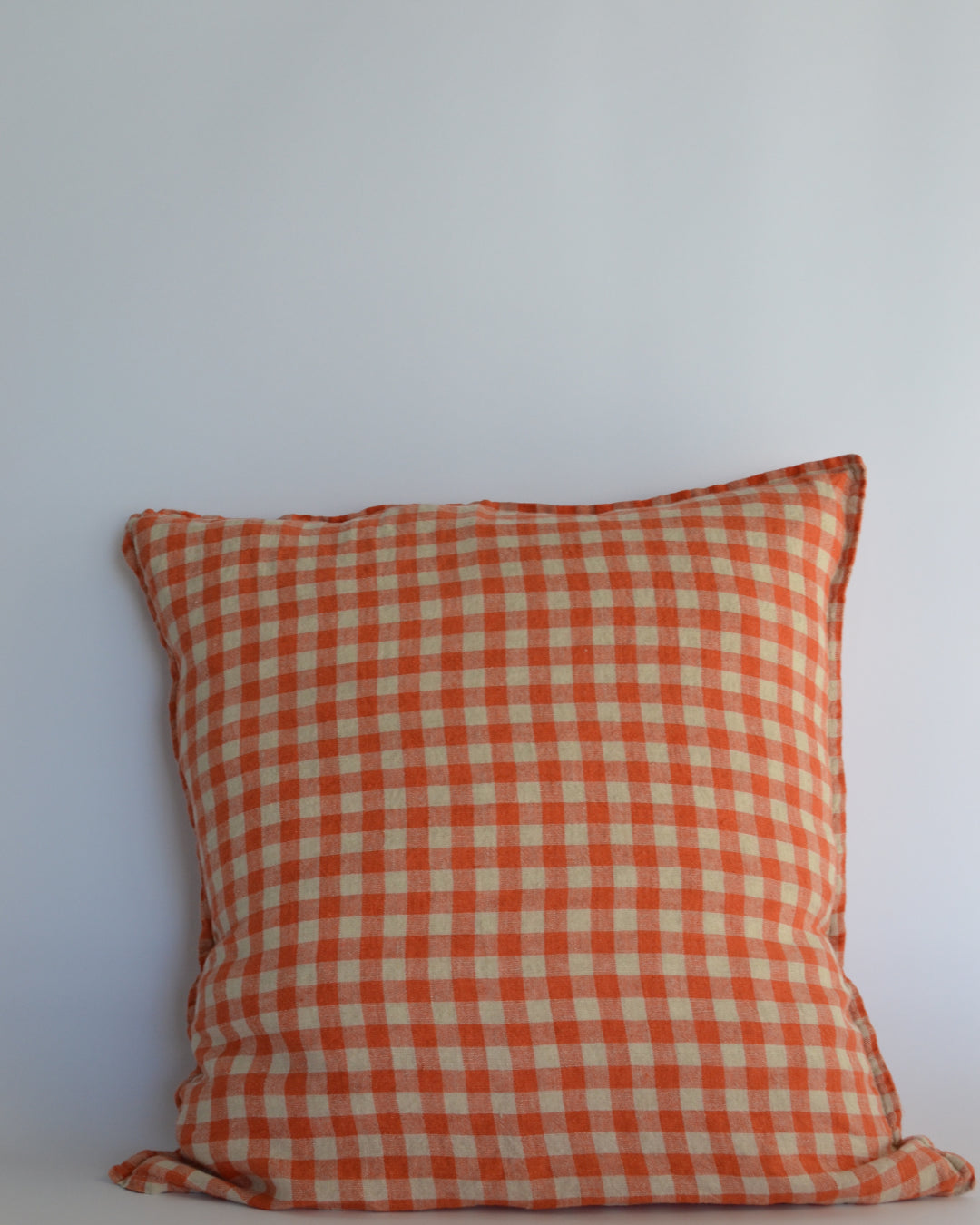 French Cushion Cover Orange Flax Gingham