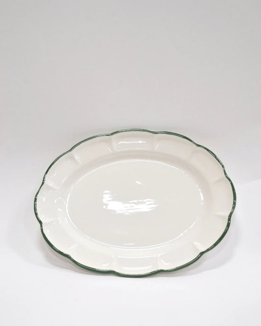 Oval Tray Dark Green Line