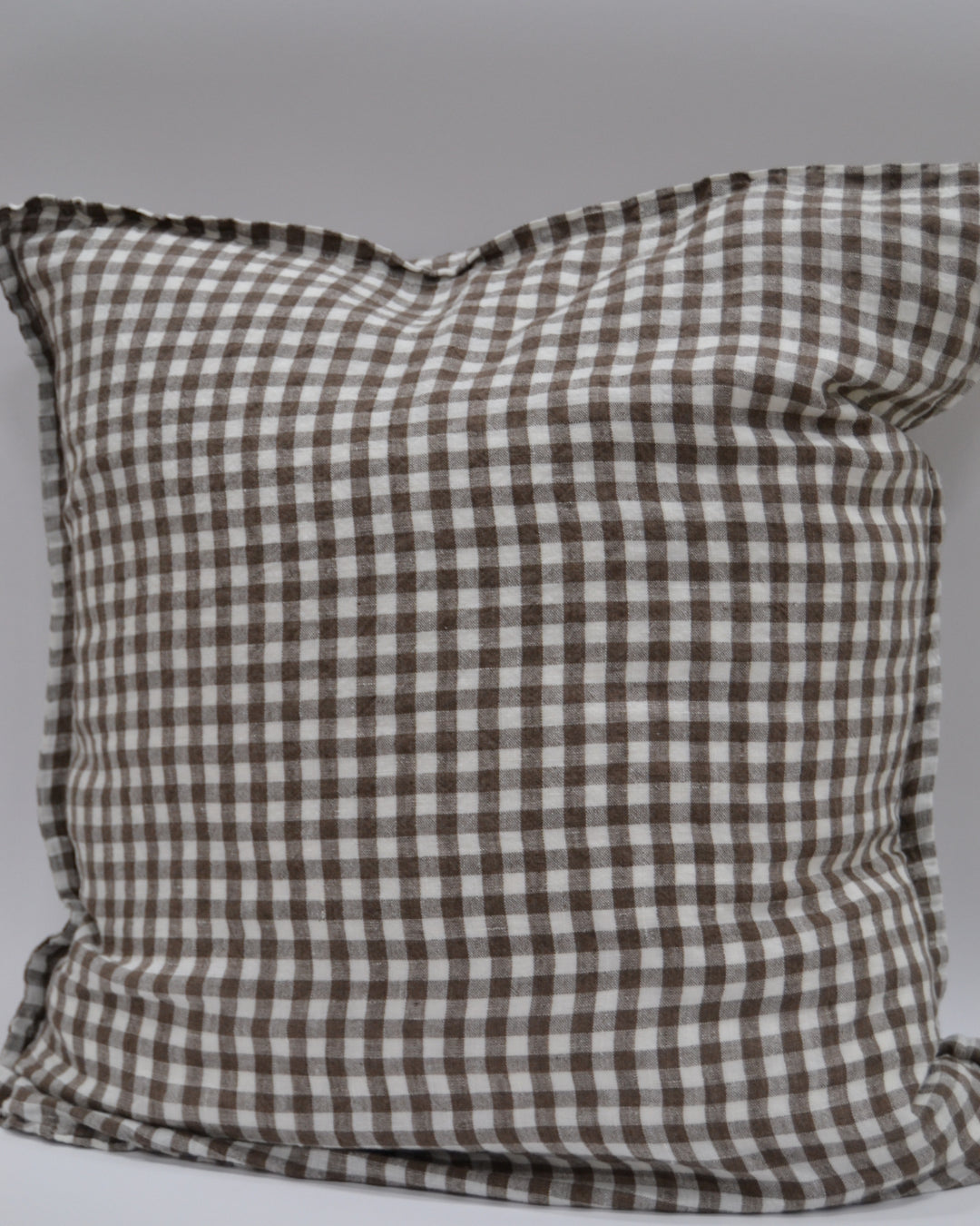 French Cushion Cover Brown Gingham