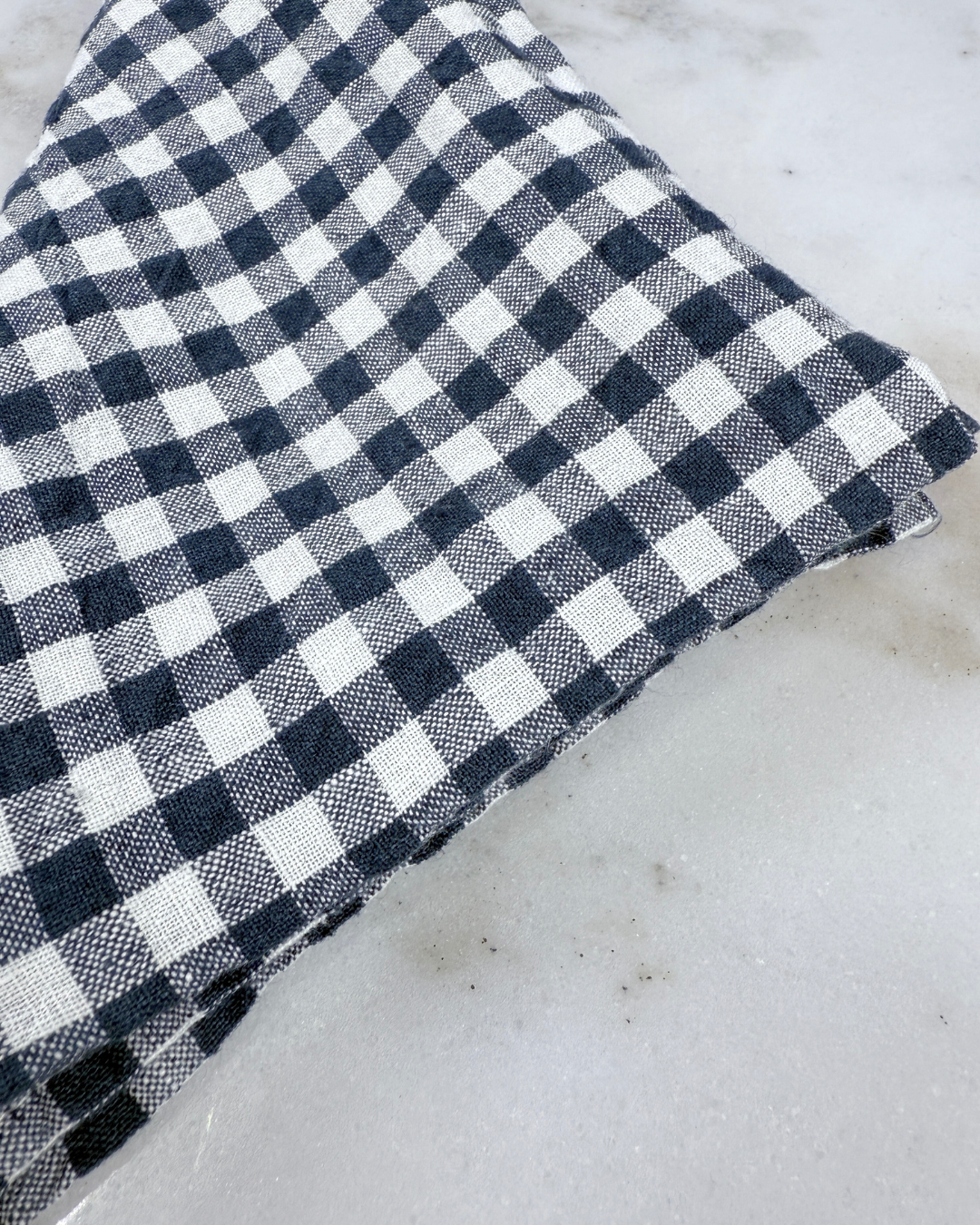 French Linen Napkins Anthracite Gingham 6-p