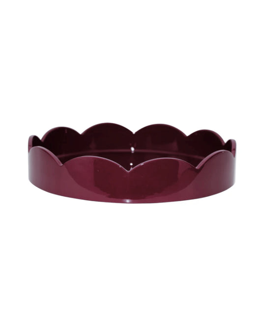Scalloped Small Round Tray Cherry