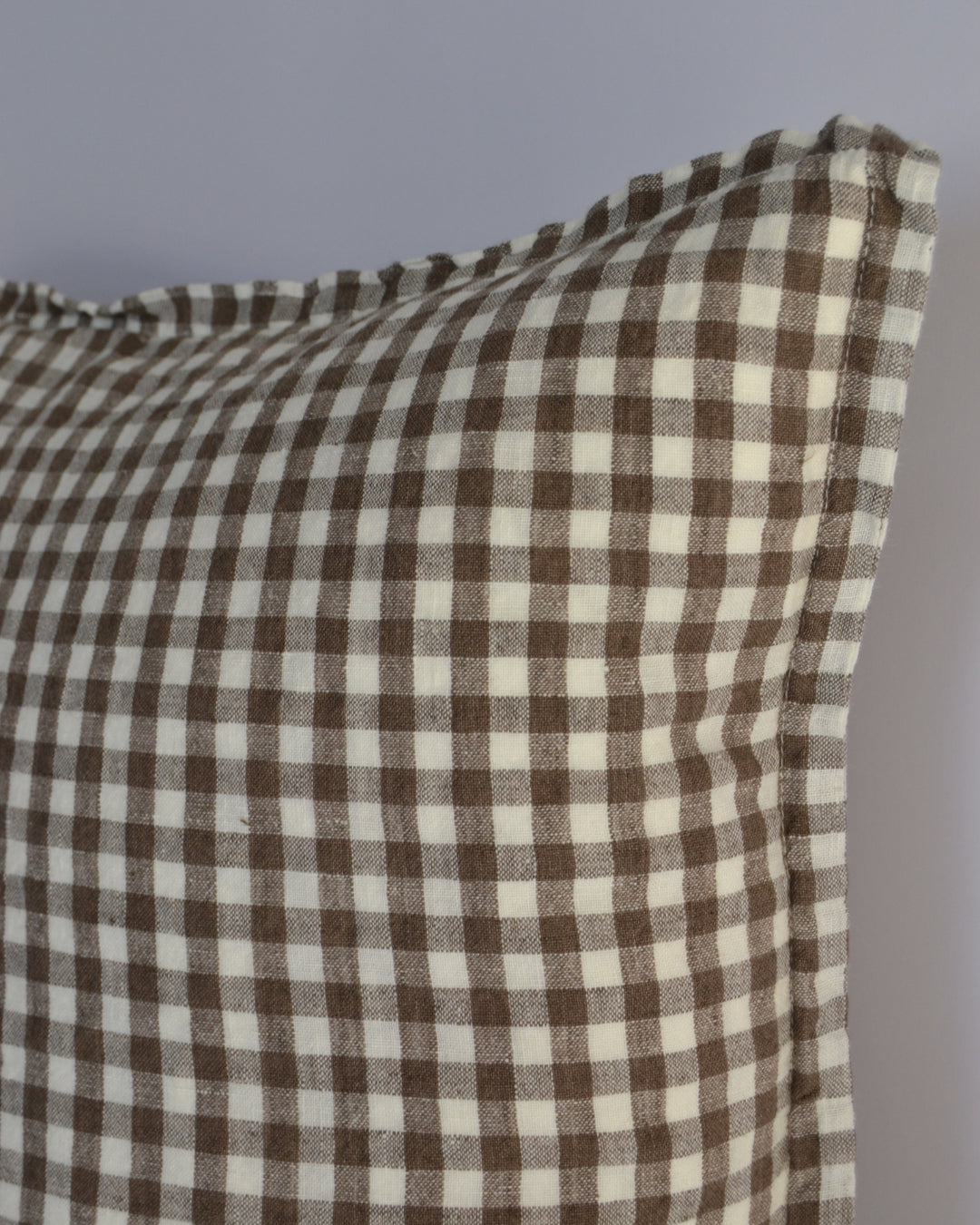 French Cushion Cover Brown Gingham
