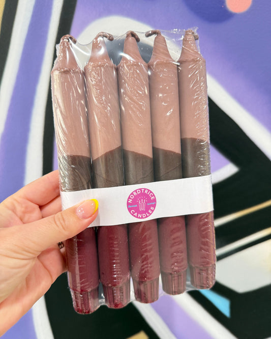 Candles Beige & Burgundy 5-p