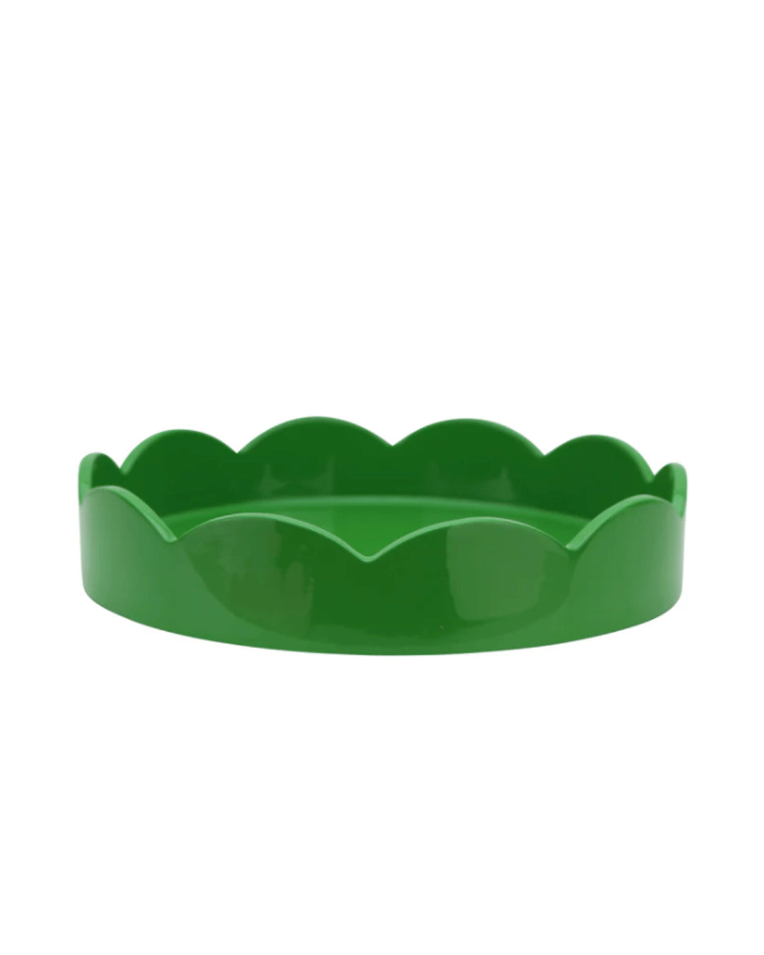 Scalloped Small Round Tray Green