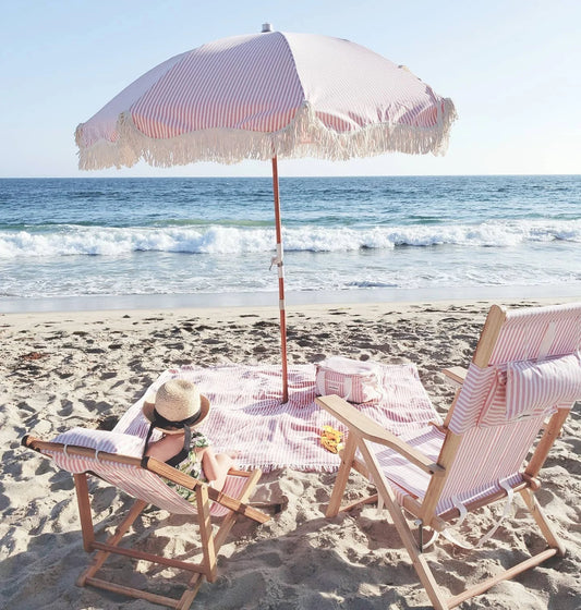 Stranddecke rosa gestreift