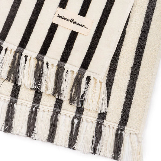 Beach Towel Monaco Black Stripe