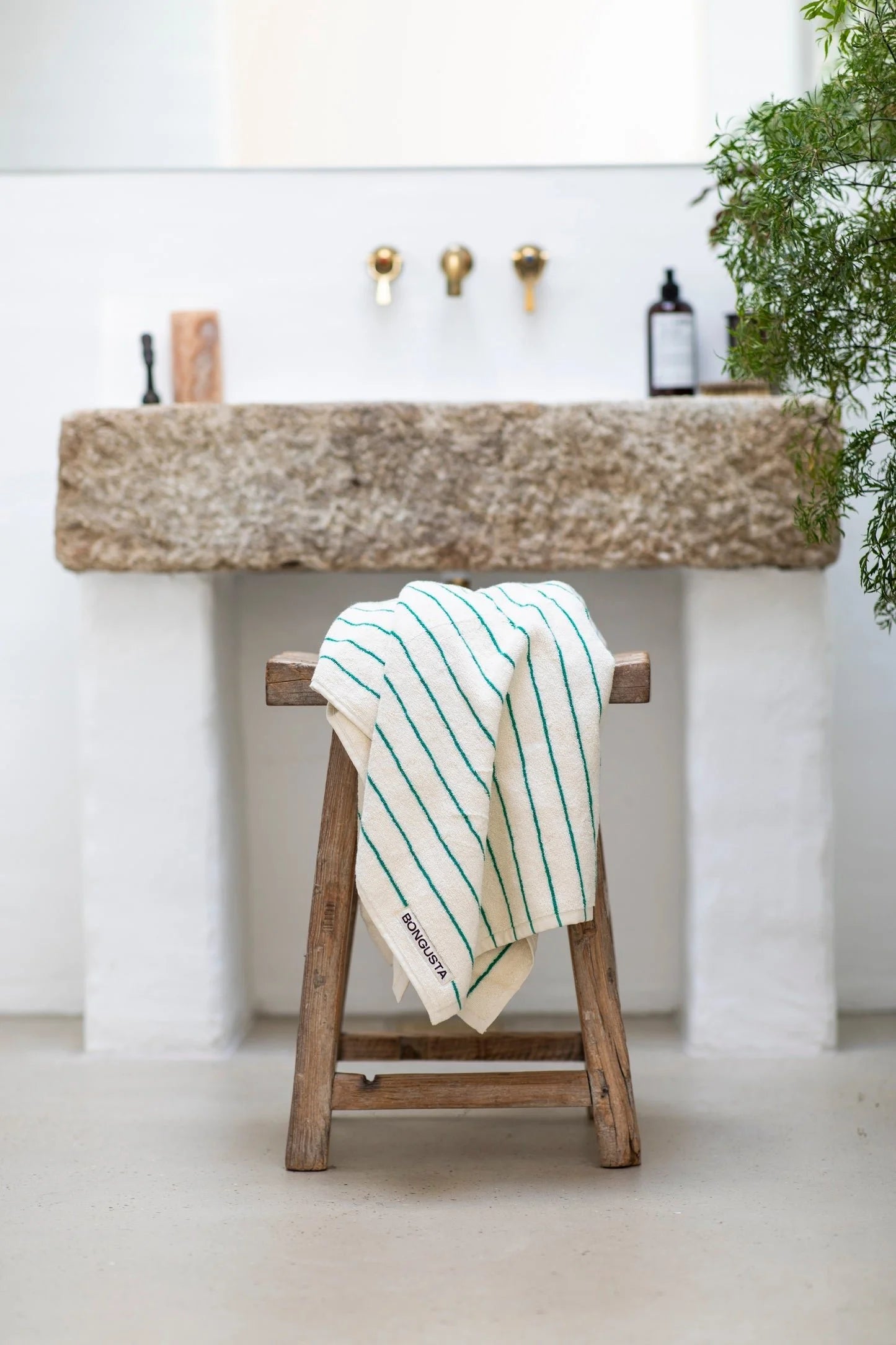 Bongusta Towels White & Green