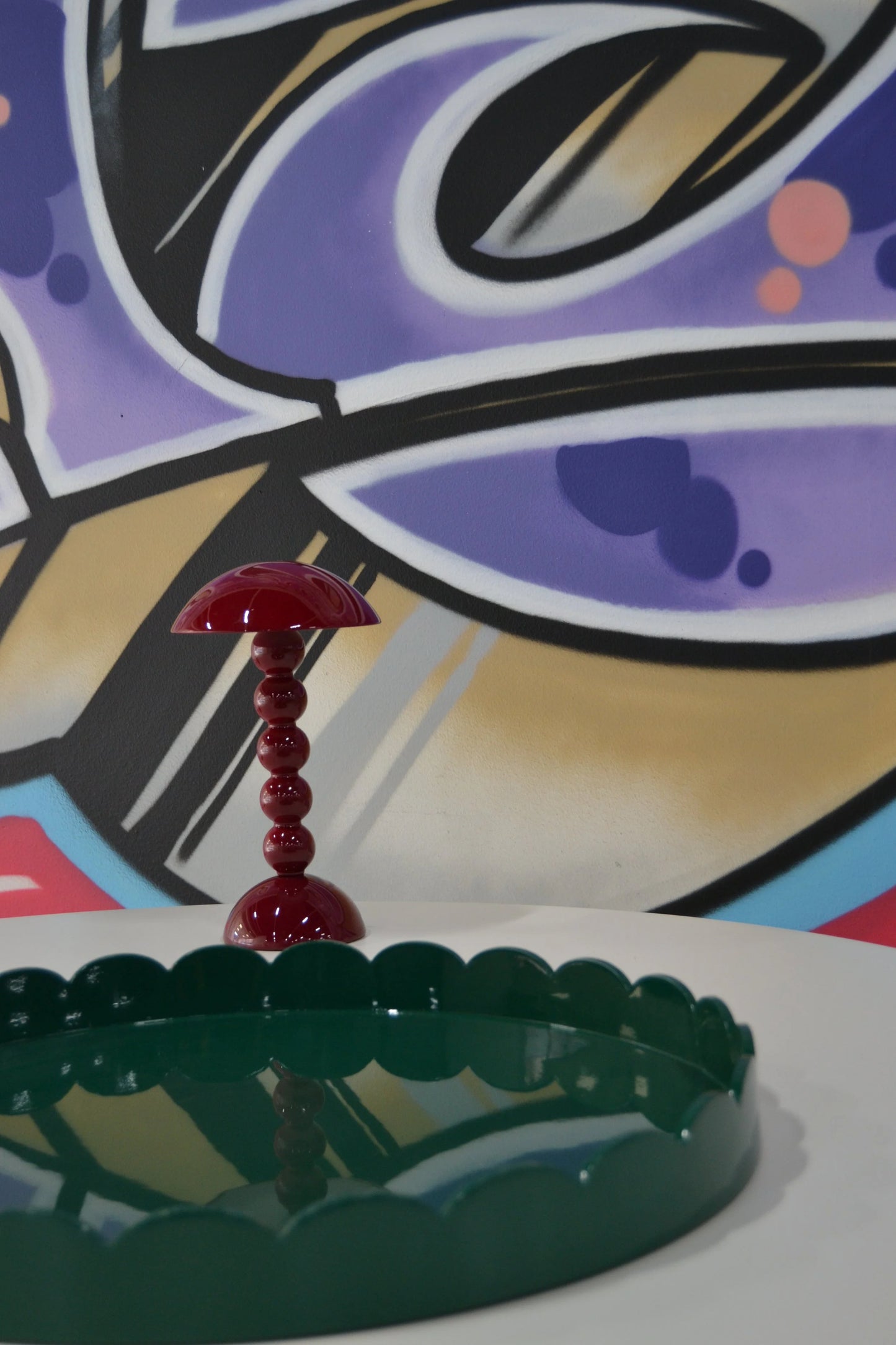 Scalloped Round Large Tray Racing Green