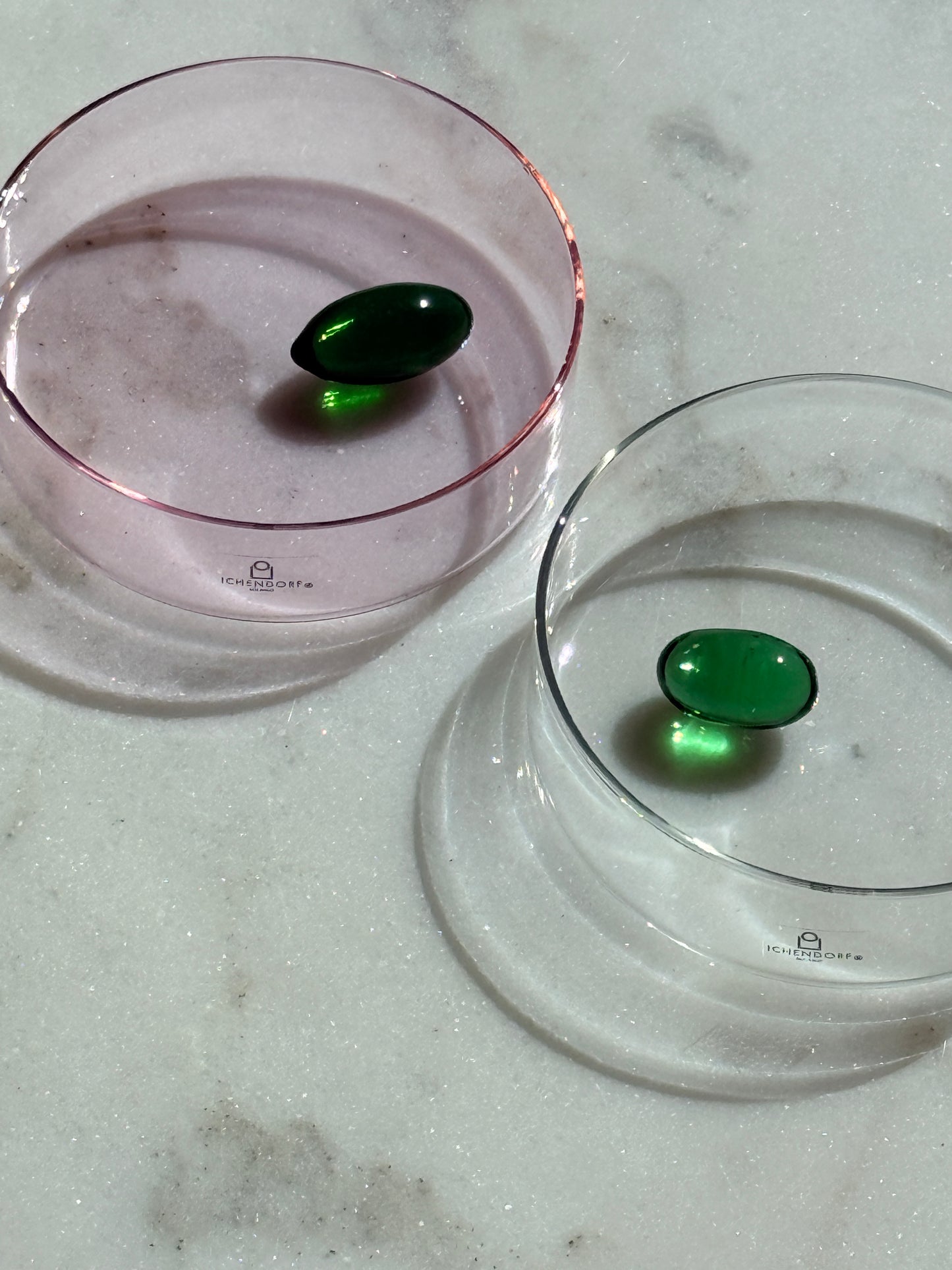 Clear Little Bowl with Green Olive