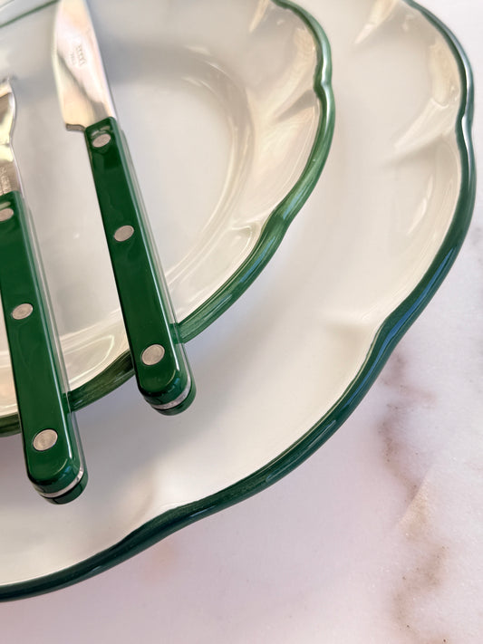 Dinner Plate Dark Green Line