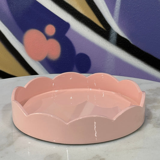 Scalloped Small Round Tray Pink