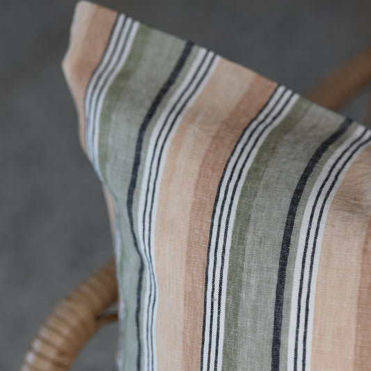 French Cushion Cover Khaki Mastress Stripe