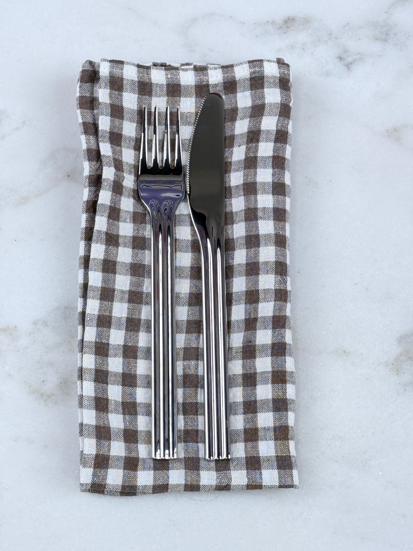 French Linen Napkin Brown Gingham