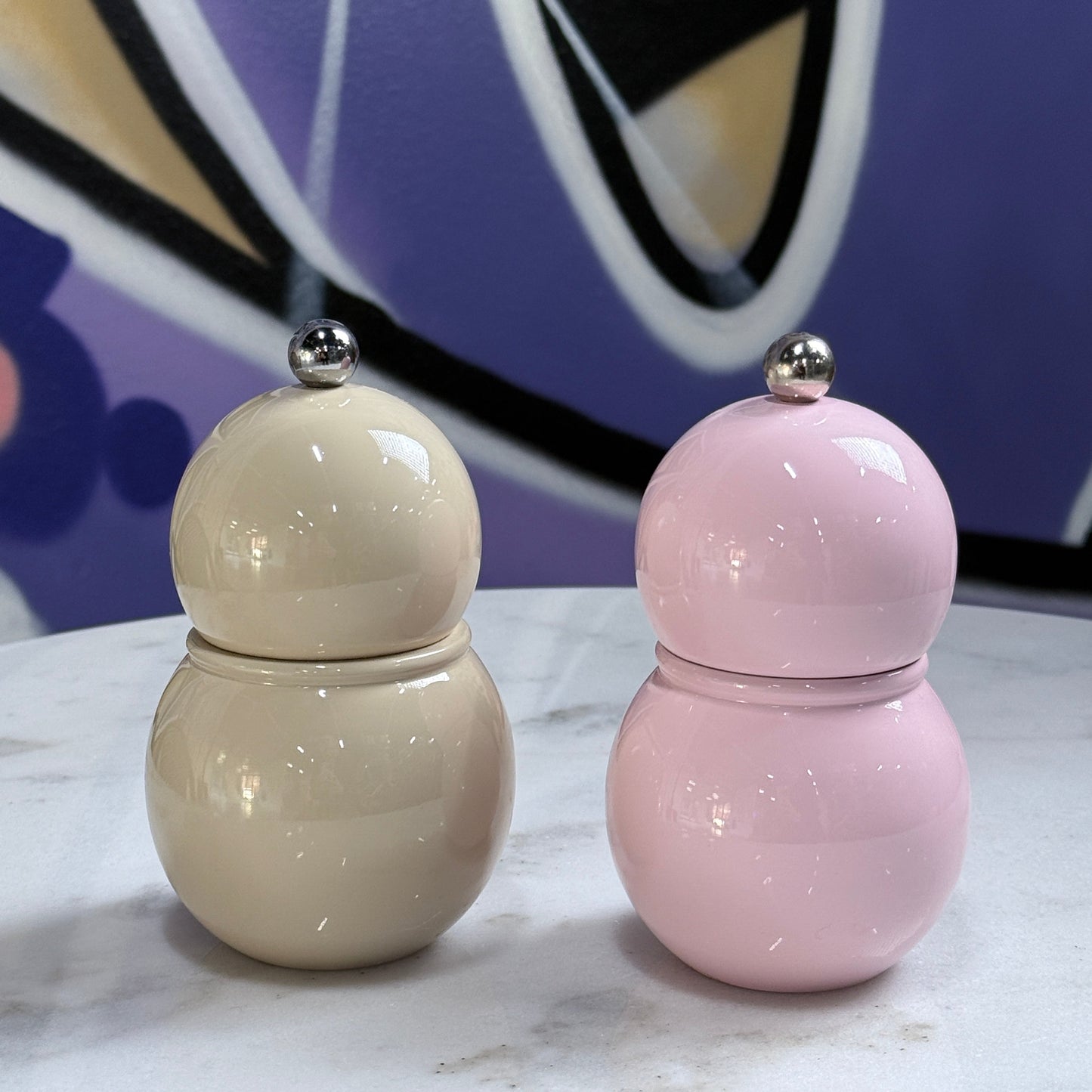 Small Bobbin Salt & Pepper Mill Beige