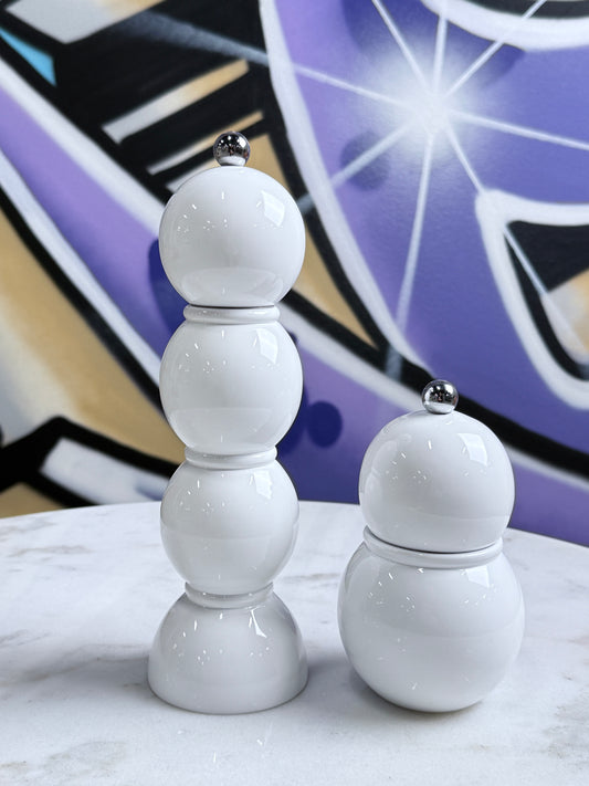 Small Bobbin Salt & Pepper Mill White