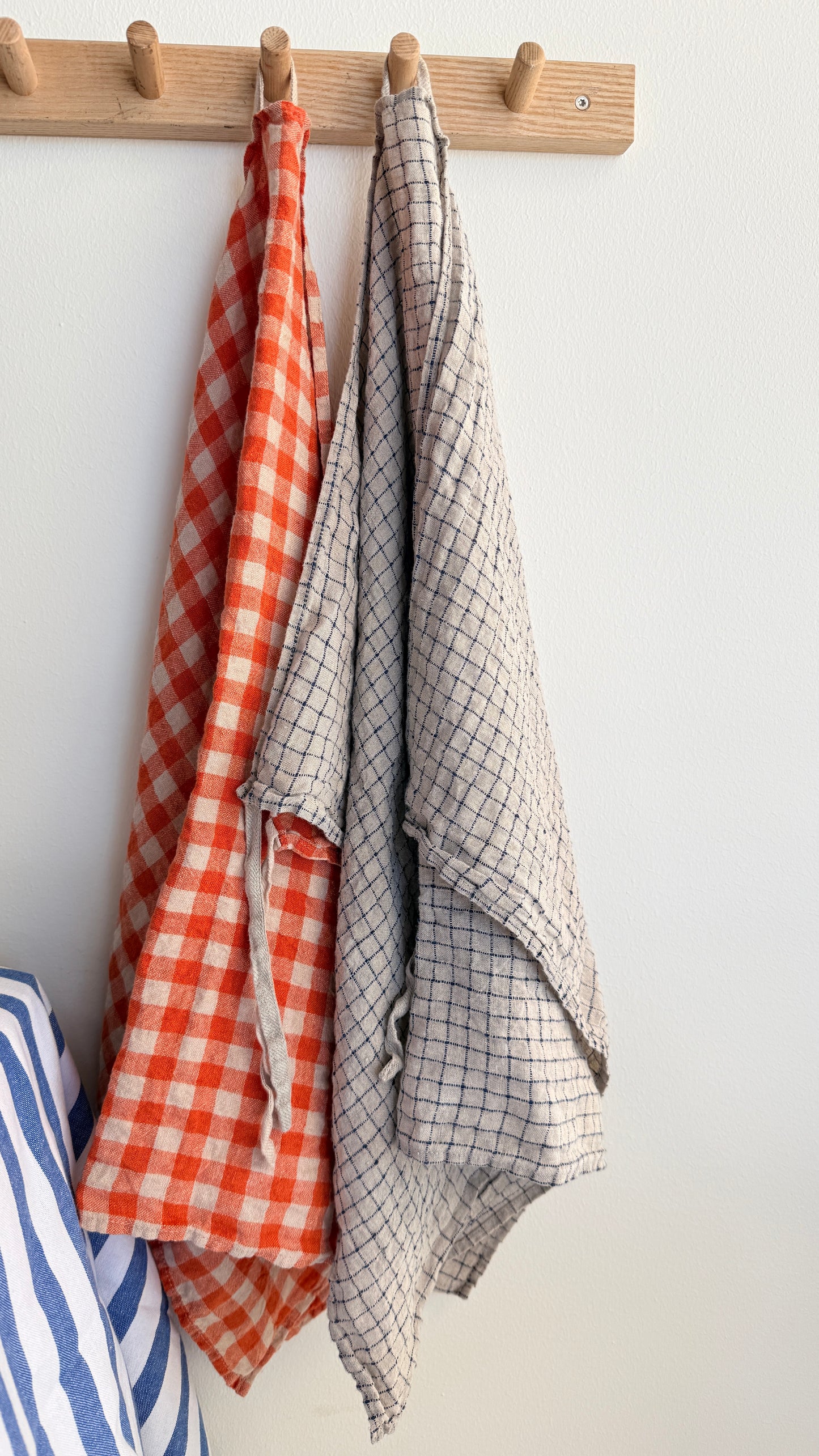 Kitchen Towel French Linen Orange Flax Gingham