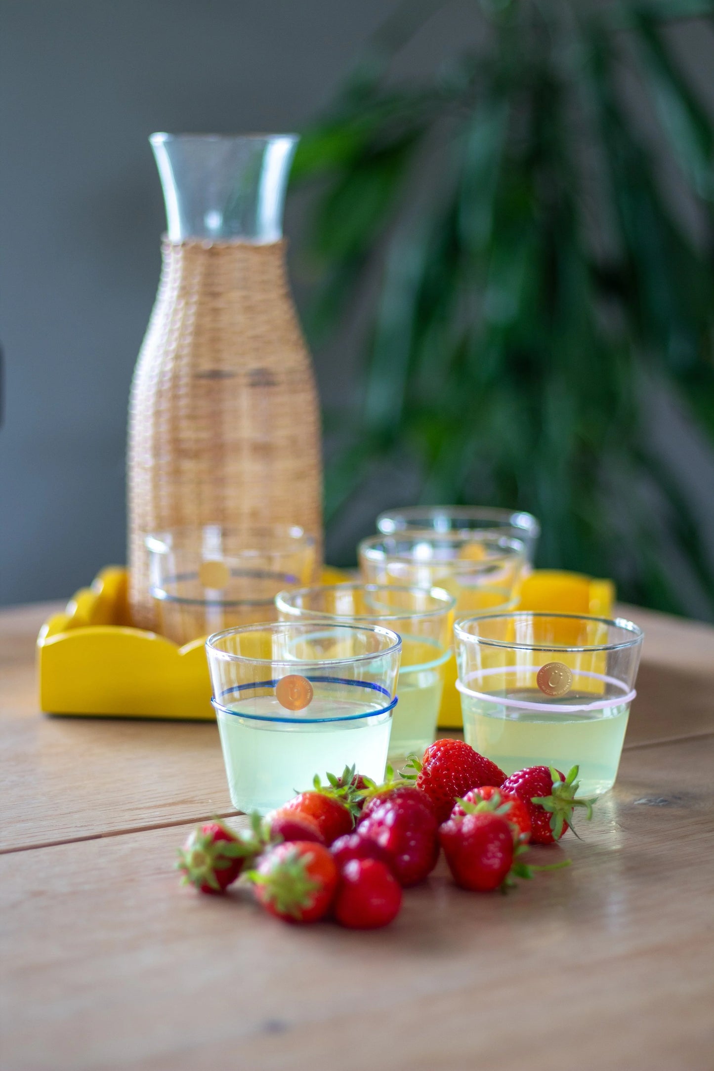 Drinking Glass Pink Line