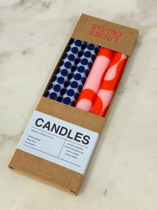 Candles Blue & Rose