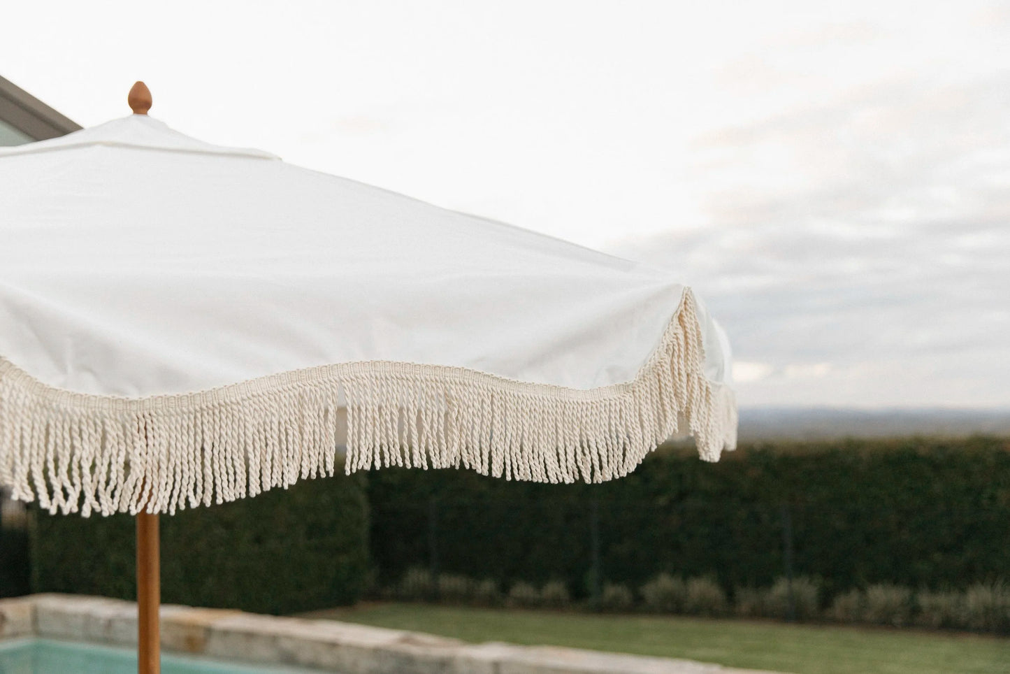 Market Fringed Umbrella Antique White