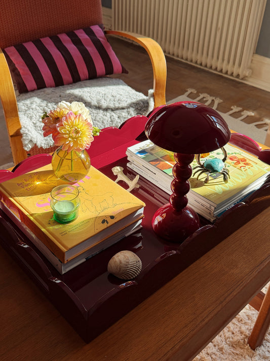 Scalloped Large Tray Burgundy