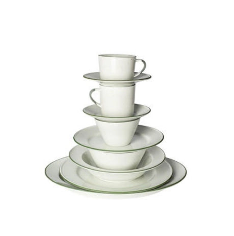Coffee Cup with Saucer Green Line