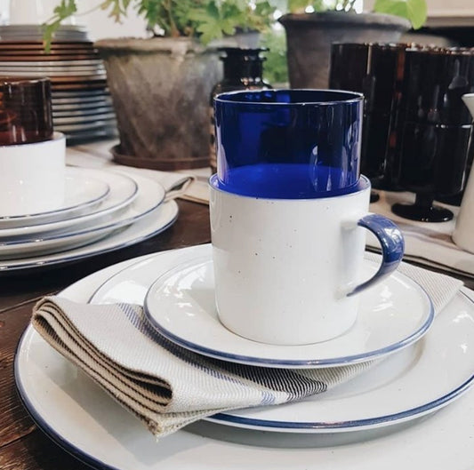 Coffee Cup with Saucer Blue Line