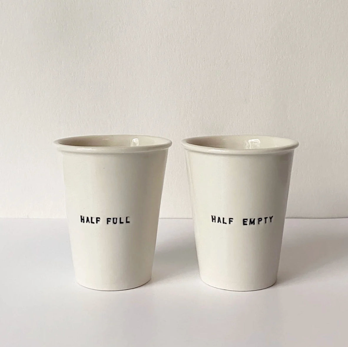 Handmade cups HALF FULL HALF EMPTY