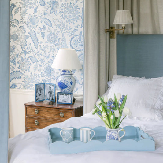 Scalloped Large Tray Pale Denim