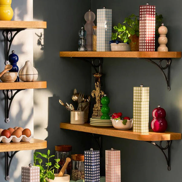 Navy Gingham Salt & Pepper Mill
