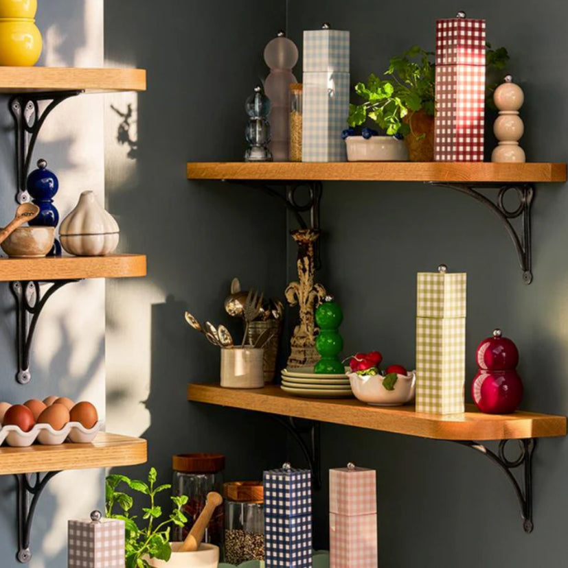 Burgundy Gingham Salt & Pepper Mill