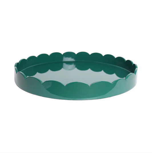 Scalloped Round Large Tray Racing Green