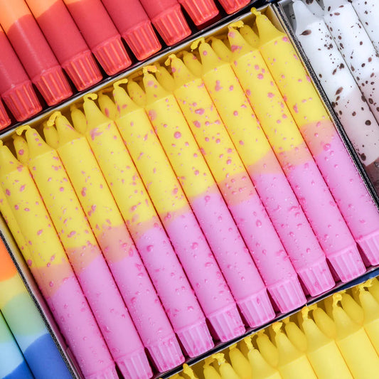 Candele Coriandoli Gialli e Rosa 5 pezzi