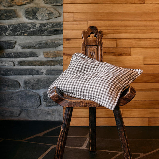 French Cushion Cover Brown Gingham