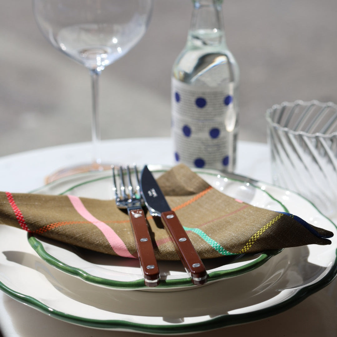 Dinner Plate Dark Green Line