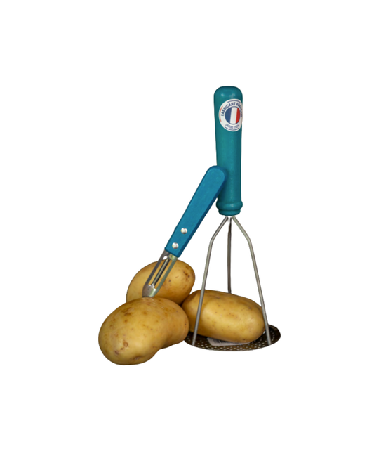 French Potato Masher and Peeler Blue