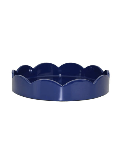Scalloped Small Round Tray Navy