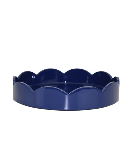 Scalloped Small Round Tray Navy