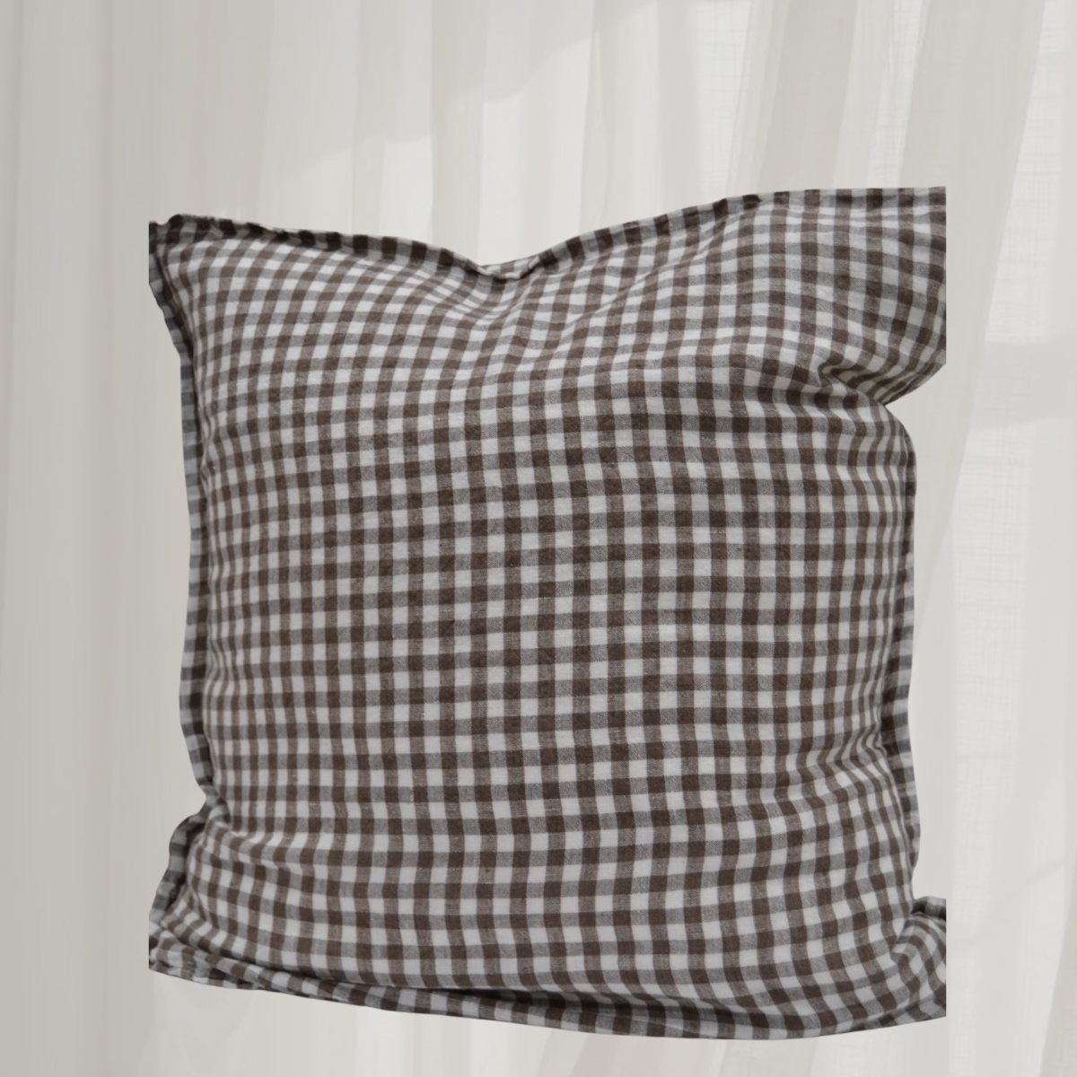 French Cushion Cover Brown Gingham