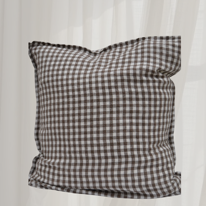 French Cushion Cover Brown Gingham