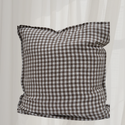 French Cushion Cover Brown Gingham