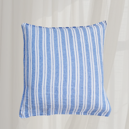 French Cushion Cover Large Blue Stripes