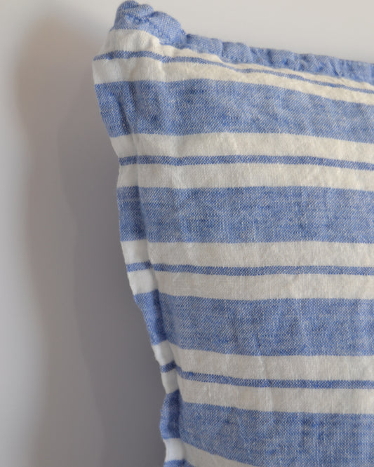 French Cushion Cover Large Blue Stripes
