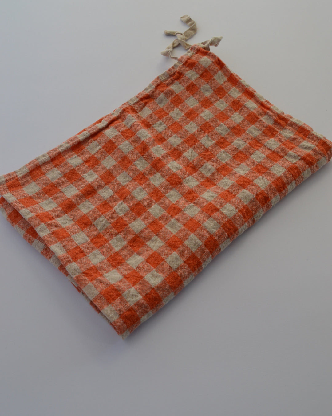 Tea Towel Orange Flax Gingham