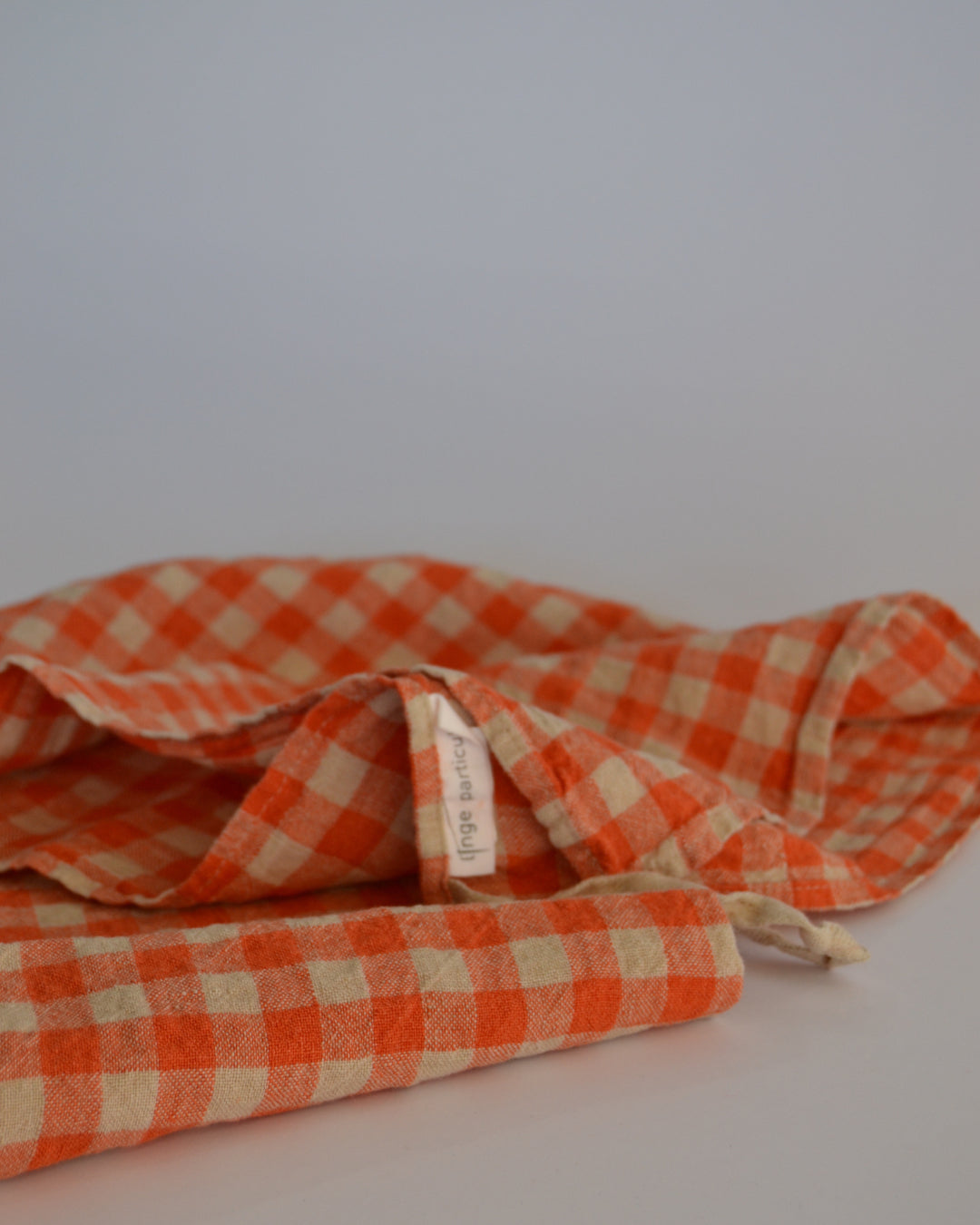 Tea Towel Orange Flax Gingham